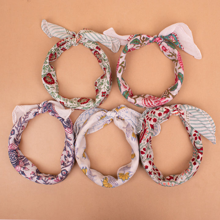 Set of 5 – Vintage Cotton Bandanas | Neck Scarf &amp; Head Wrap