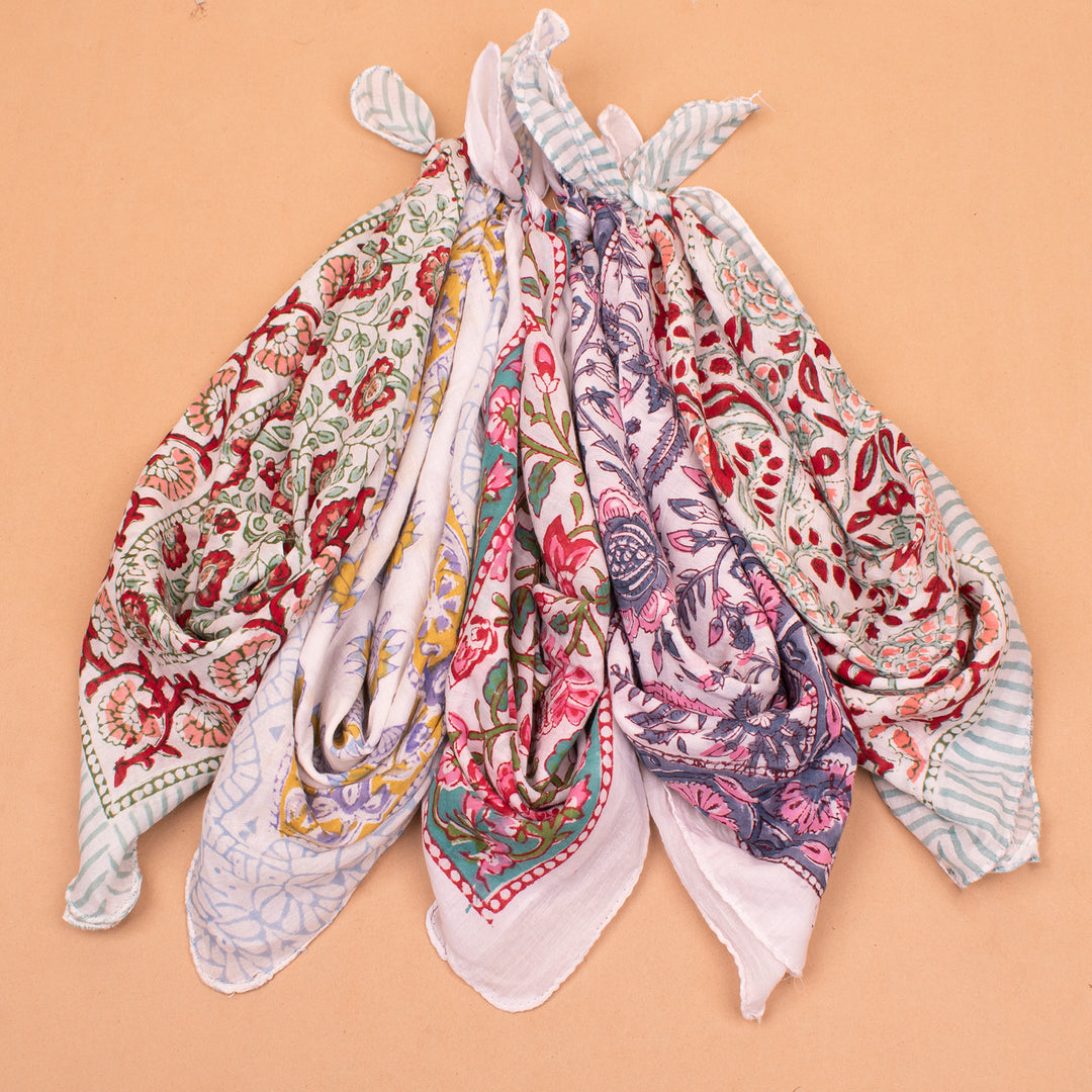 Set of 5 – Vintage Cotton Bandanas | Neck Scarf &amp; Head Wrap