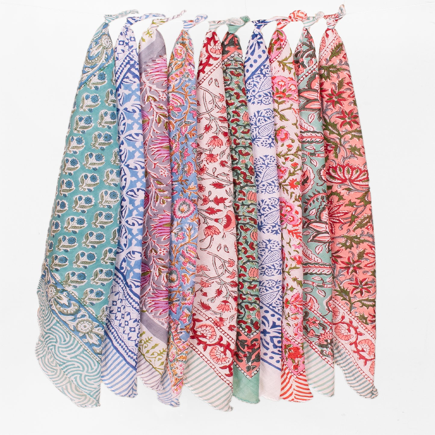 Set of 10 - Breathable Cotton Bandana | Multi-Purpose Hair Scarf and Head Covering