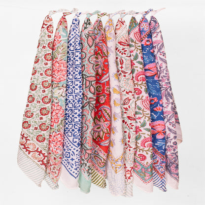Set of 10 - Fashion Cotton Bandana | Stylish Printed Scarf for Hair and Neck