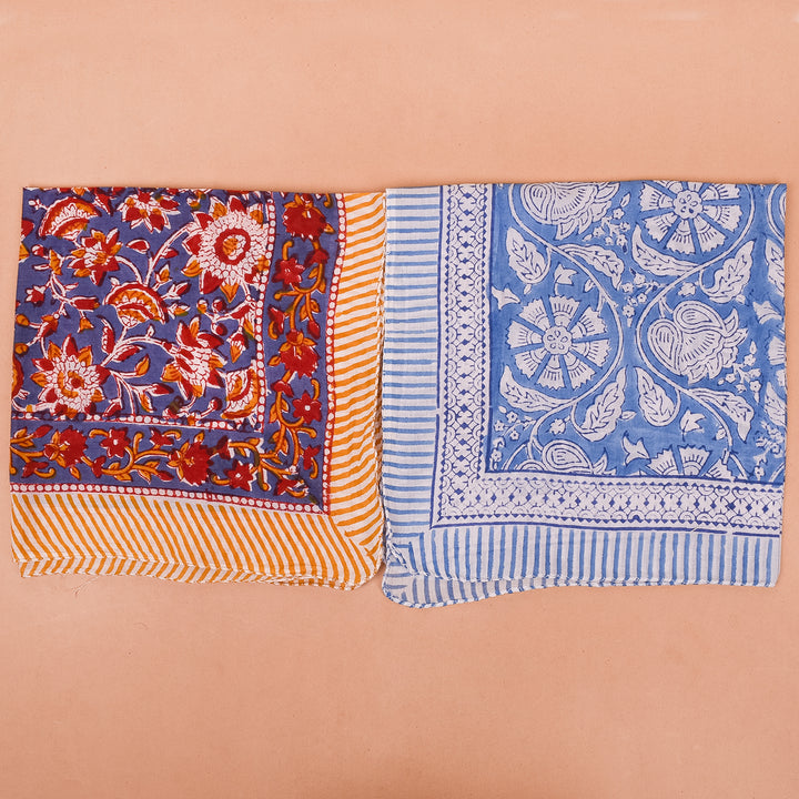 Set of 10 – Hand Block Cotton Bandanas | Hair Scarf &amp; Neck Wrap