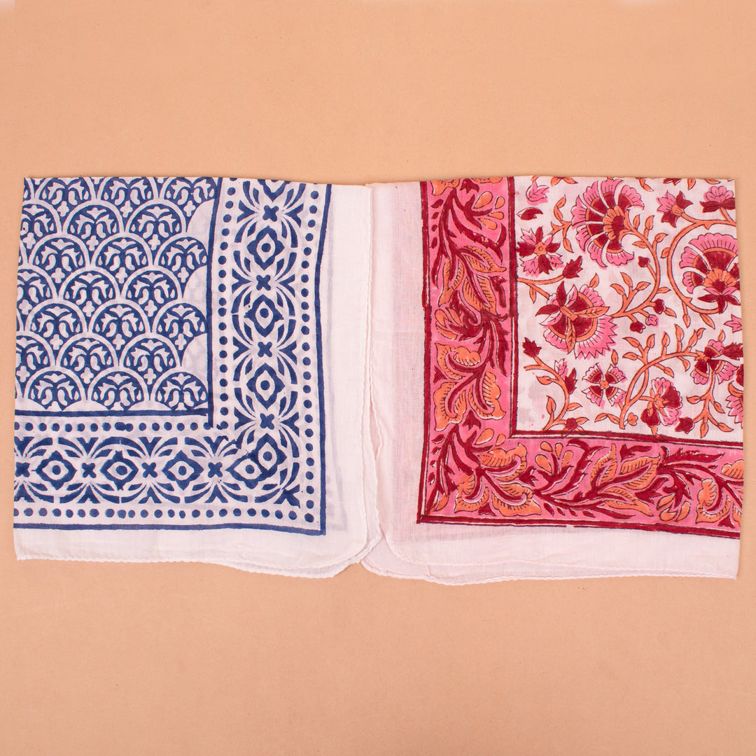 Set of 10 – Hand Block Cotton Bandanas | Hair Scarf &amp; Neck Wrap