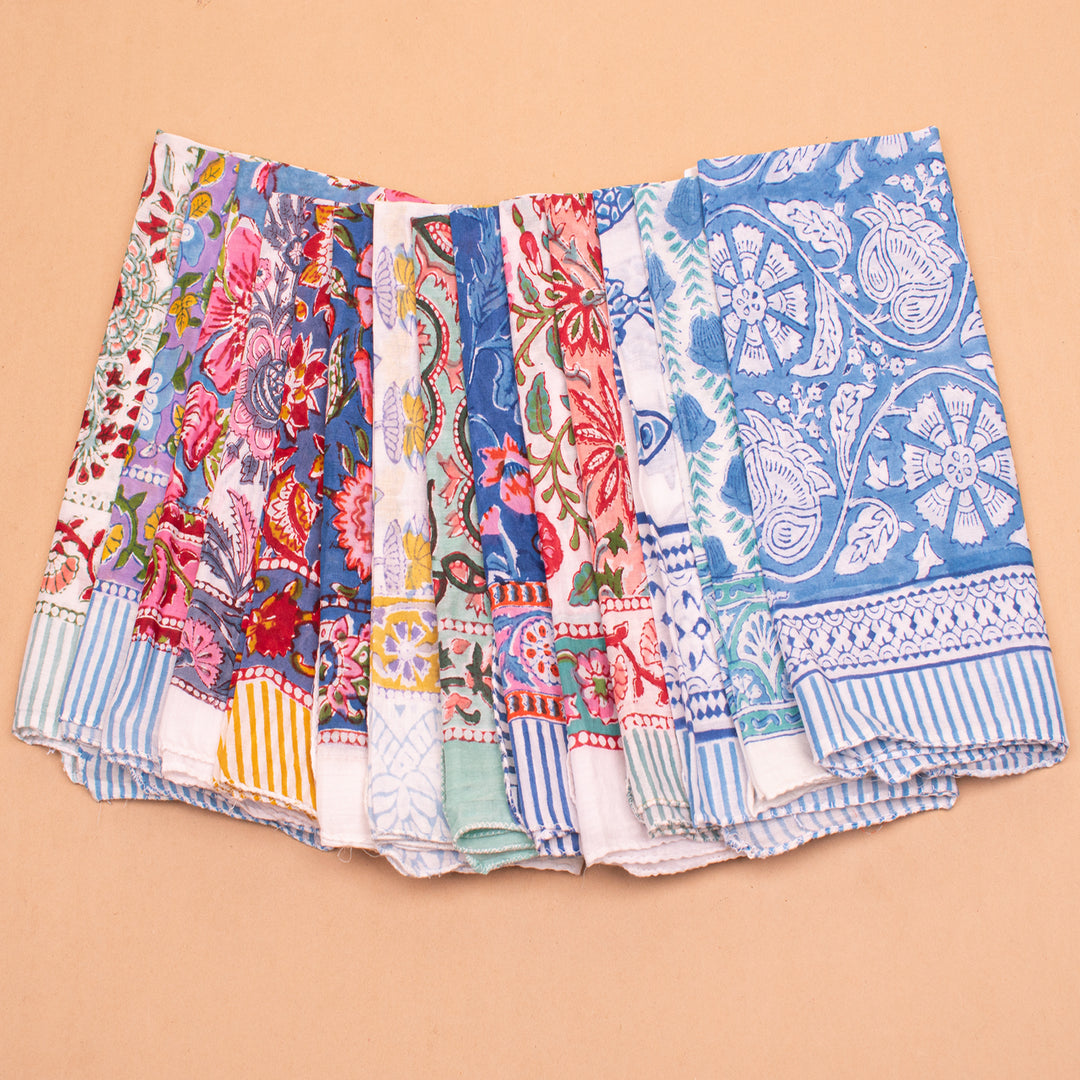 Set of 14 – Soft Cotton Bandanas | Printed Head Scarf &amp; Hair Wrap