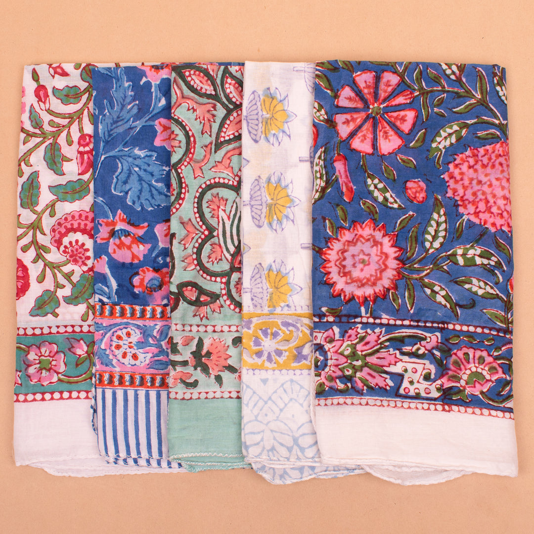 Set of 14 – Soft Cotton Bandanas | Printed Head Scarf &amp; Hair Wrap