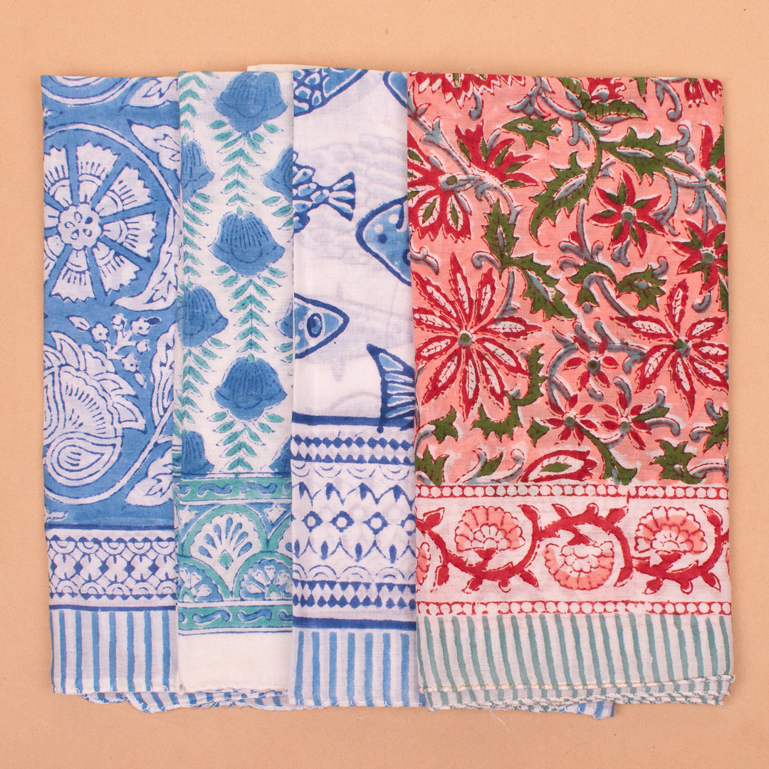Set of 14 – Soft Cotton Bandanas | Printed Head Scarf &amp; Hair Wrap