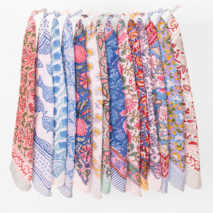 Set of 14 – Soft Cotton Bandanas | Printed Head Scarf &amp; Hair Wrap
