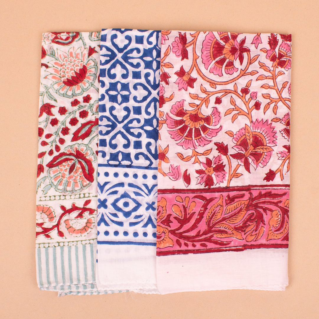 Set of 3 – Handmade Cotton Bandanas | Head Scarf &amp; Hair Wrap