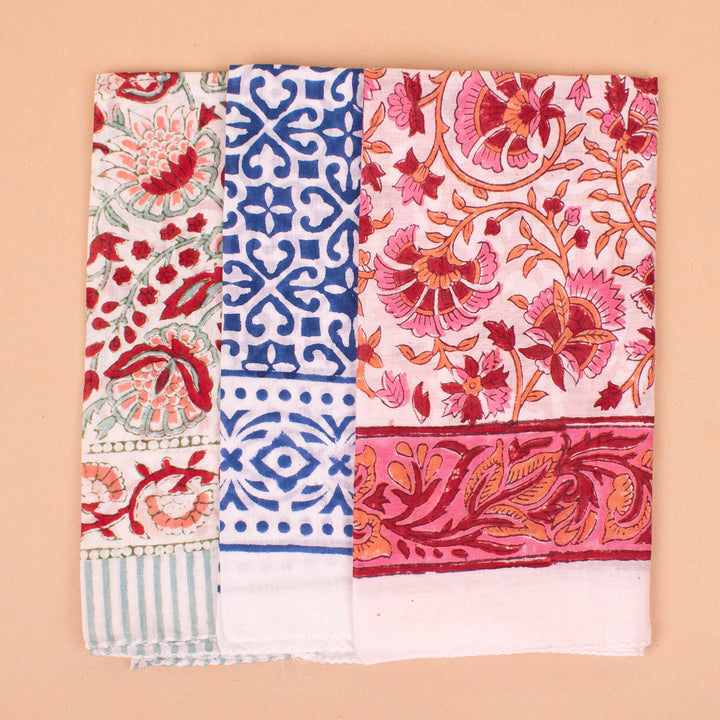 Set of 3 – Handmade Cotton Bandanas | Head Scarf &amp; Hair Wrap