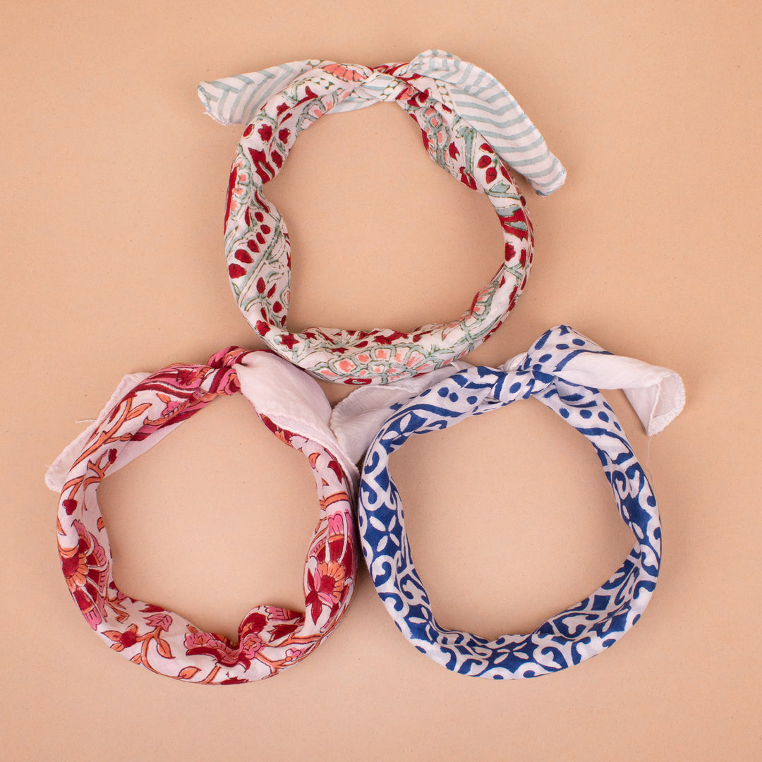 Set of 3 – Handmade Cotton Bandanas | Head Scarf &amp; Hair Wrap