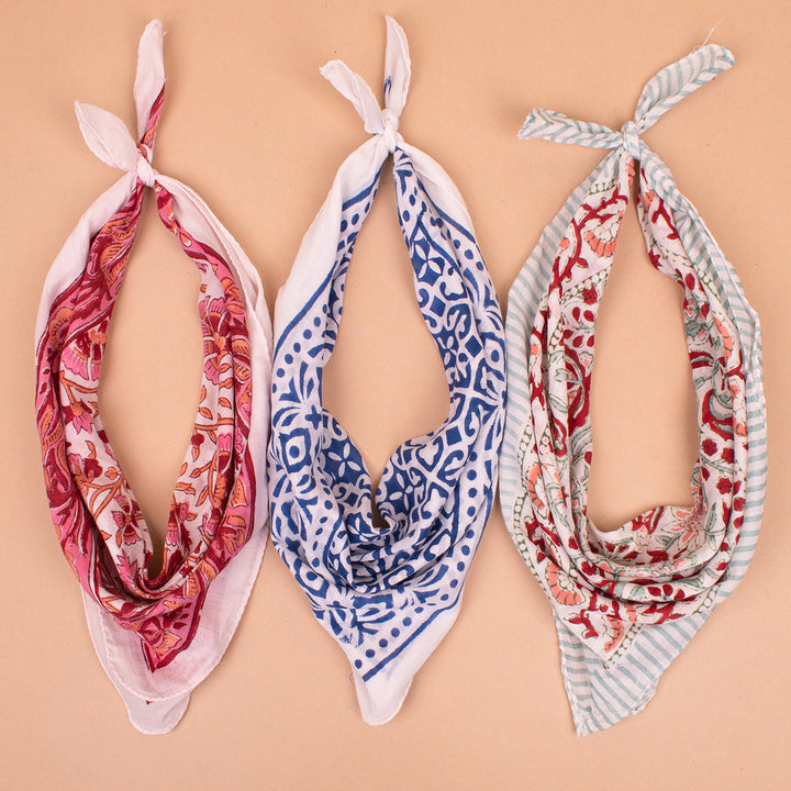 Set of 3 – Handmade Cotton Bandanas | Head Scarf &amp; Hair Wrap