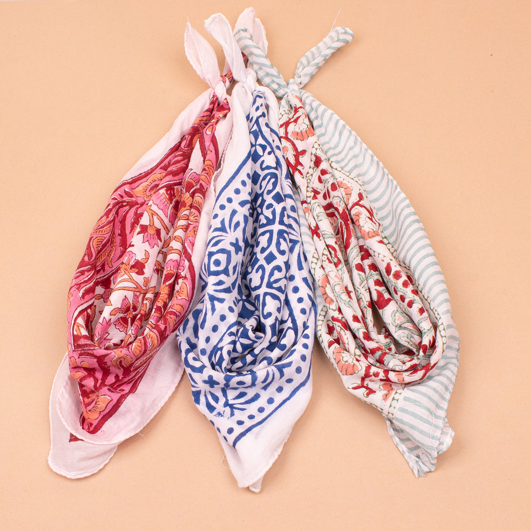 Set of 3 – Handmade Cotton Bandanas | Head Scarf &amp; Hair Wrap