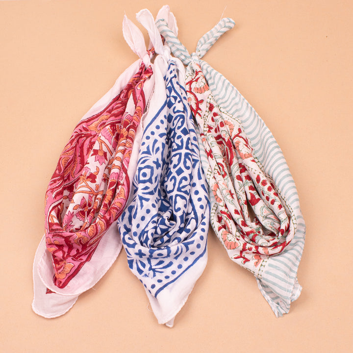 Set of 3 – Handmade Cotton Bandanas | Head Scarf &amp; Hair Wrap