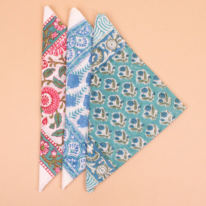 Set of 3 – Soft Cotton Bandanas | Printed Head Scarf &amp; Hair Wrap