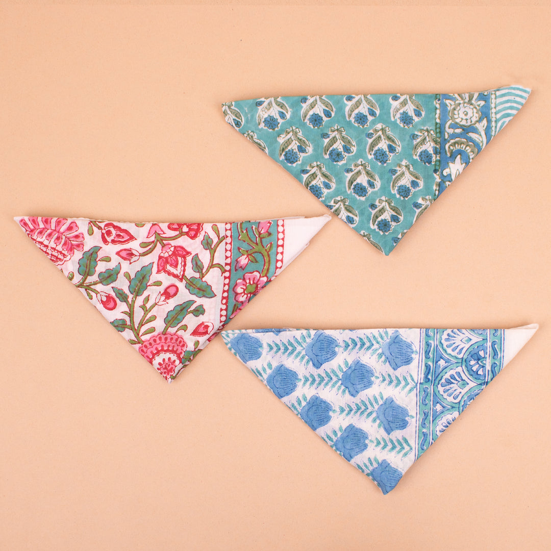 Set of 3 – Soft Cotton Bandanas | Printed Head Scarf &amp; Hair Wrap