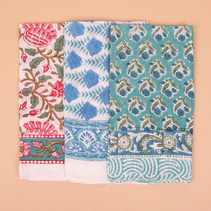 Set of 3 – Soft Cotton Bandanas | Printed Head Scarf &amp; Hair Wrap