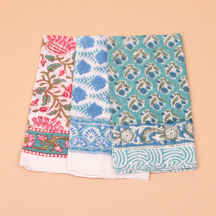 Set of 3 – Soft Cotton Bandanas | Printed Head Scarf &amp; Hair Wrap