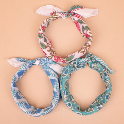 Set of 3 - Stylish Cotton Bandana Head Scarf | Soft Printed Hair Wrap Accessory for Casual Everyday Wear