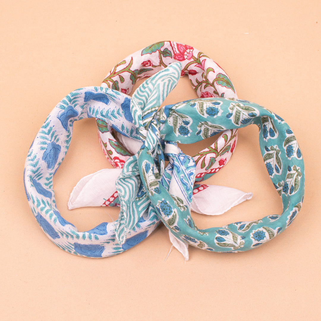Set of 3 – Soft Cotton Bandanas | Printed Head Scarf &amp; Hair Wrap