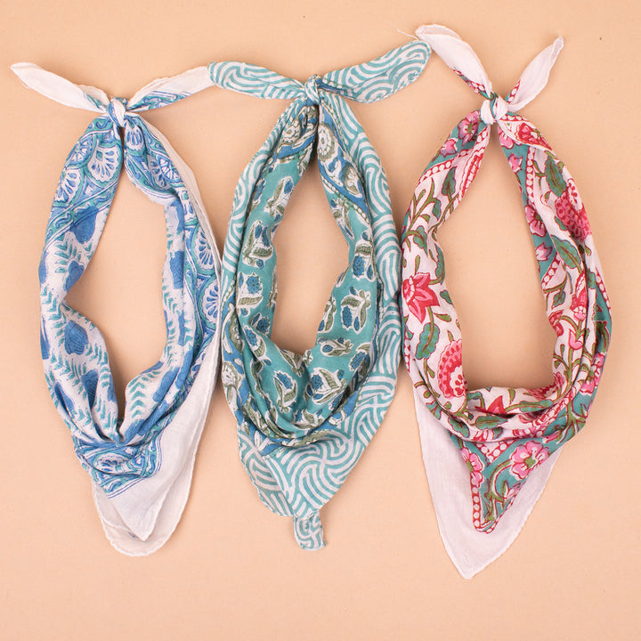 Set of 3 – Soft Cotton Bandanas | Printed Head Scarf &amp; Hair Wrap