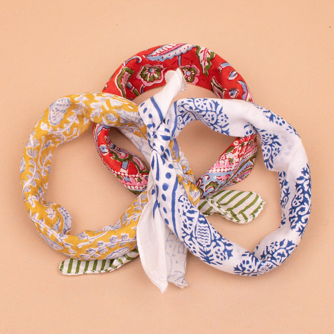 Set of 3 – Cotton Bandanas | Neck Scarf &amp; Head Wrap