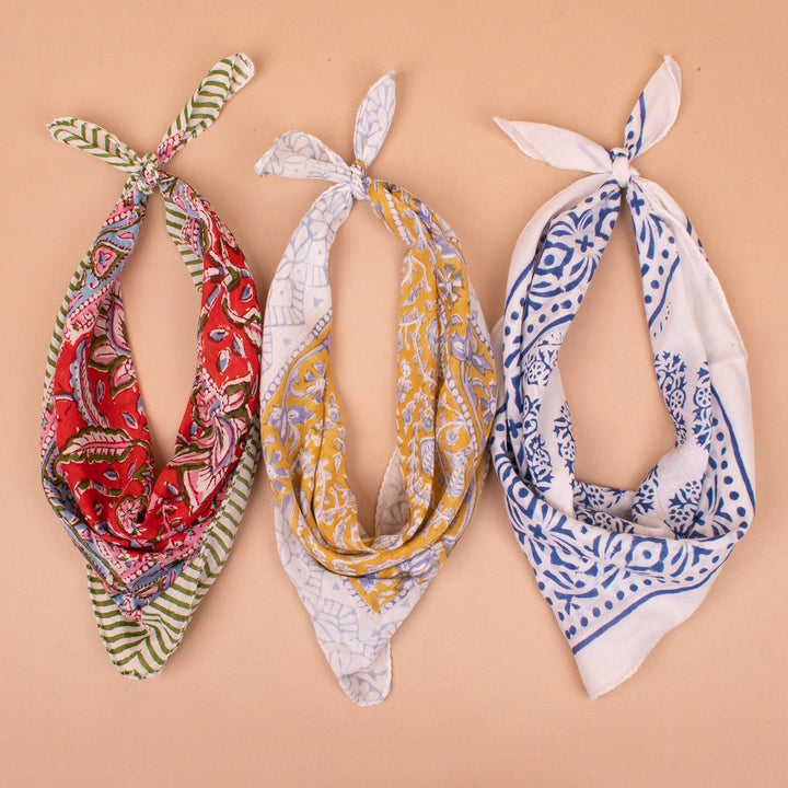 Set of 3 – Cotton Bandanas | Neck Scarf &amp; Head Wrap
