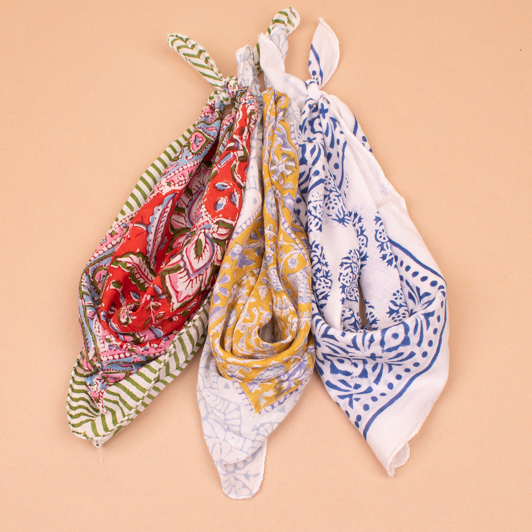 Set of 3 – Cotton Bandanas | Neck Scarf &amp; Head Wrap