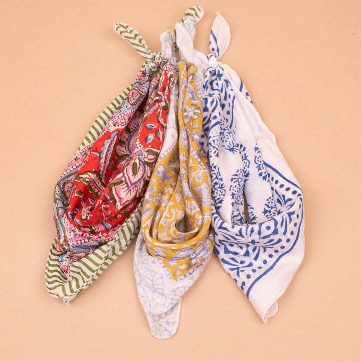 Set of 3 – Cotton Bandanas | Neck Scarf &amp; Head Wrap