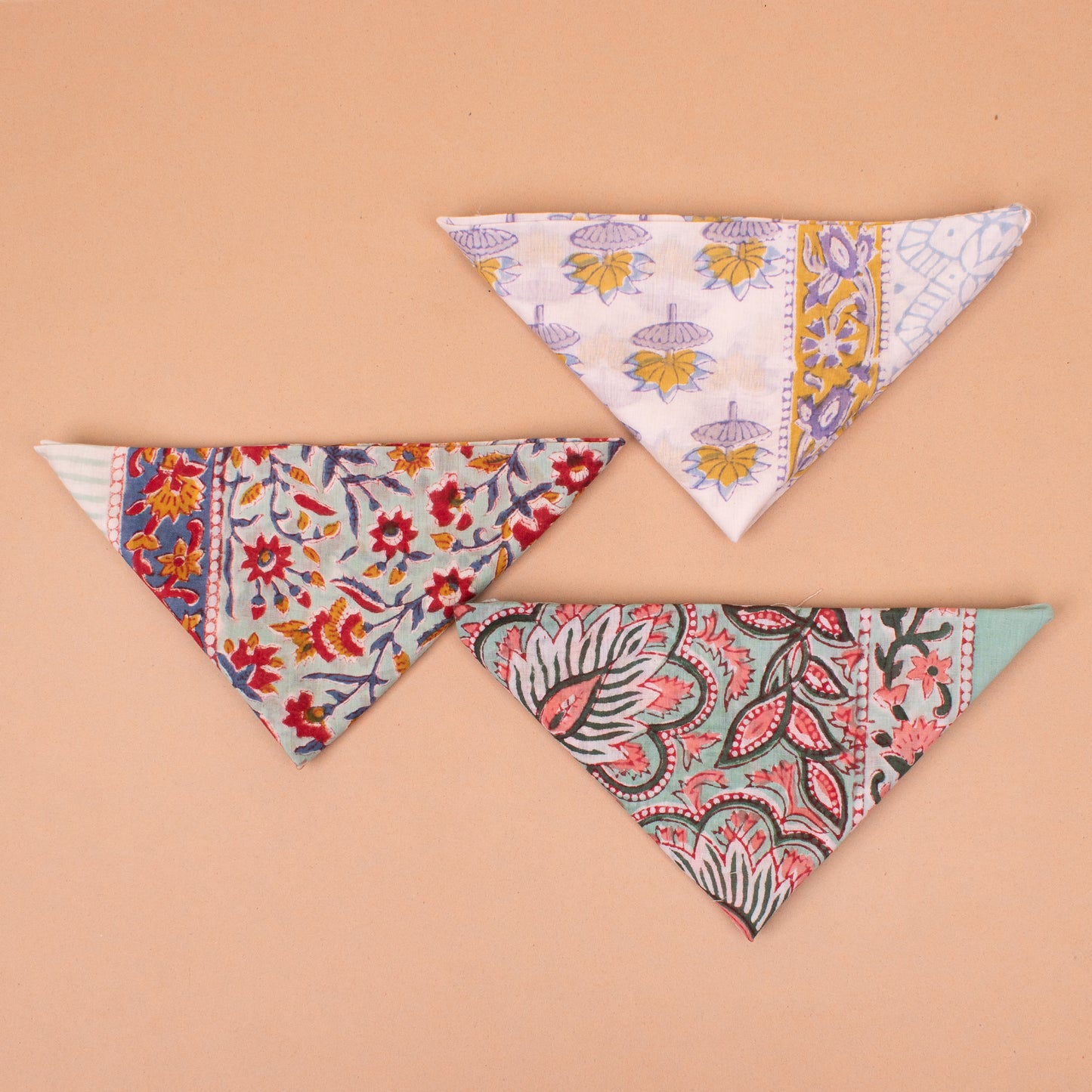 Set of 3 - Boho Cotton Bandana with Unique Prints | Trendy Head Scarf for Travel, Festivals & Daily Fashion
