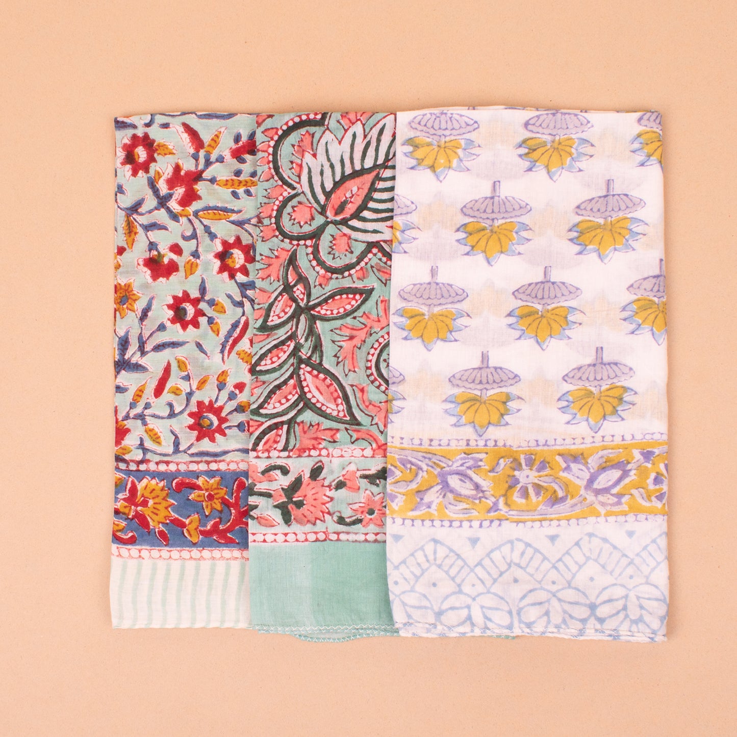 Set of 3 - Boho Cotton Bandana with Unique Prints | Trendy Head Scarf for Travel, Festivals & Daily Fashion