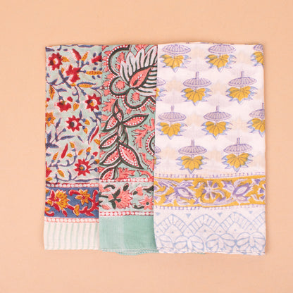 Set of 3 - Boho Cotton Bandana with Unique Prints | Trendy Head Scarf for Travel, Festivals & Daily Fashion