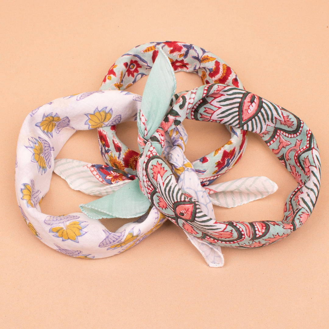 Set of 3 – Boho Cotton Bandanas | Everyday Head Scarf