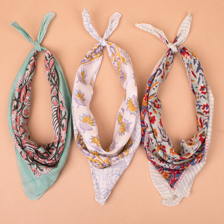 Set of 3 – Boho Cotton Bandanas | Everyday Head Scarf