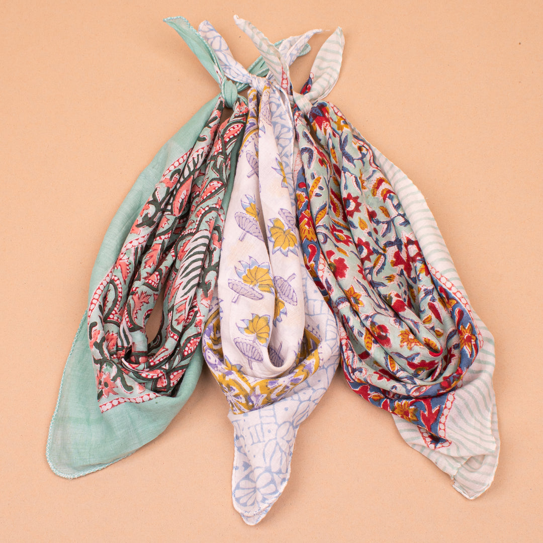 Set of 3 – Boho Cotton Bandanas | Everyday Head Scarf