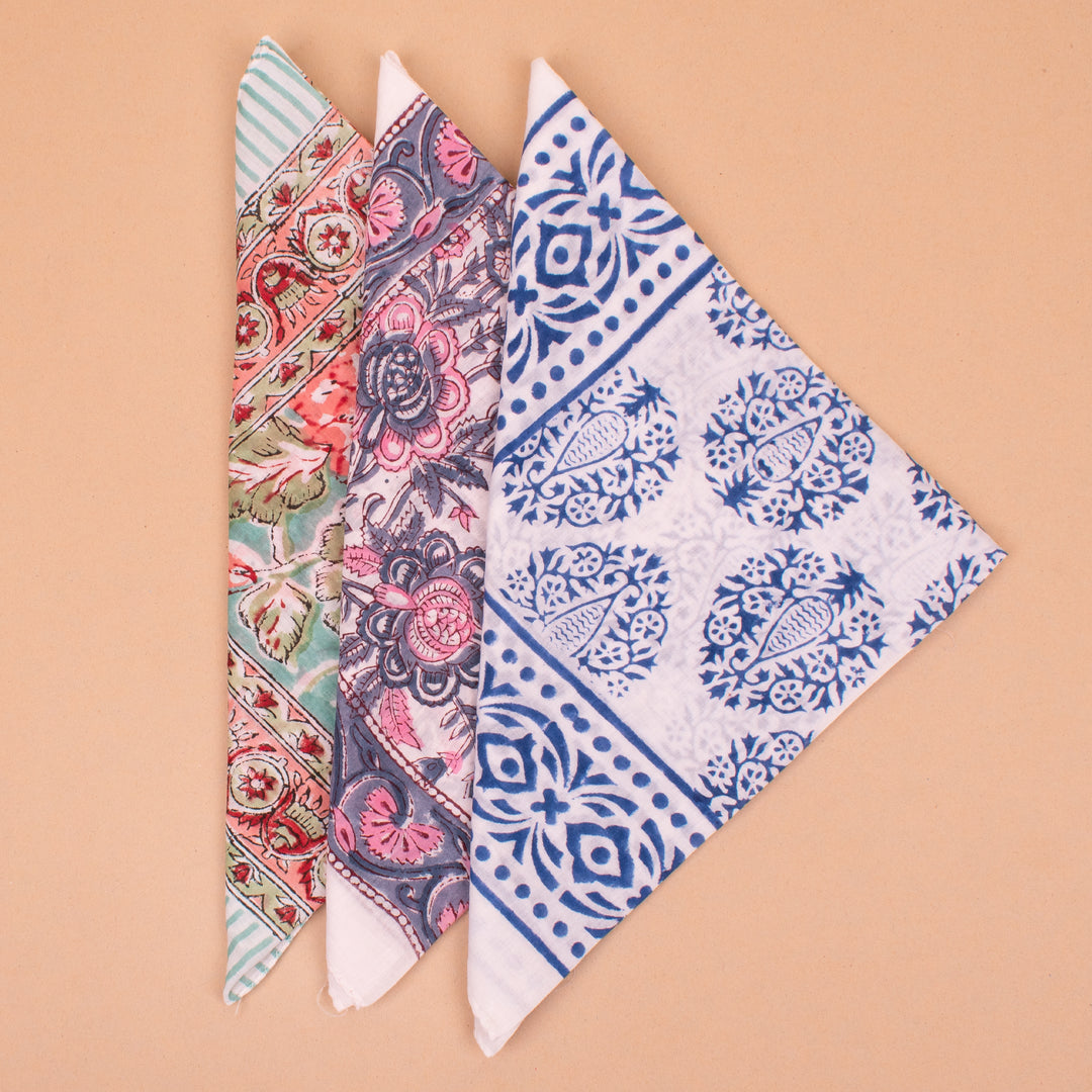 Set of 3 – Vintage Cotton Bandanas | Boho Head Scarf &amp; Hair Wrap