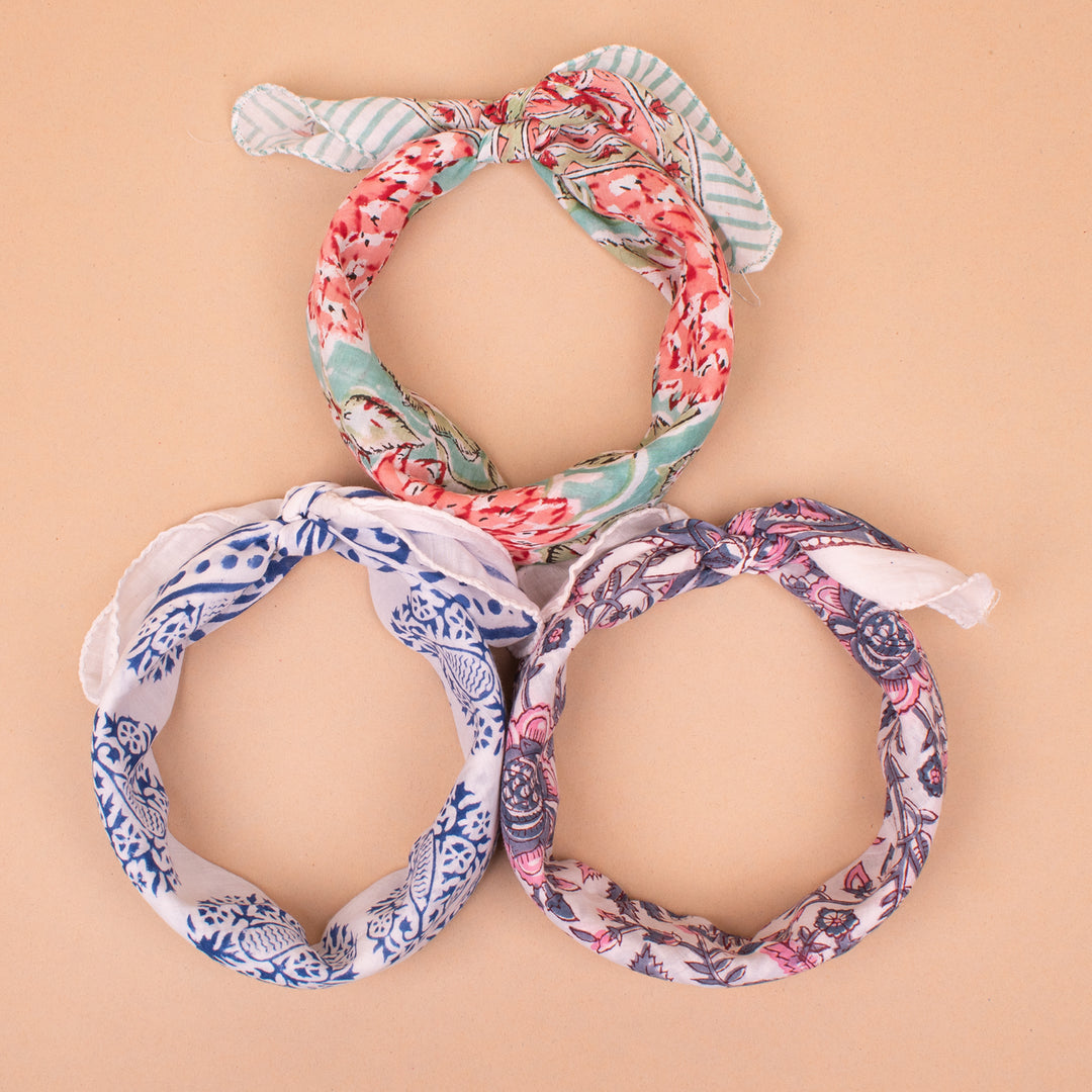 Set of 3 – Vintage Cotton Bandanas | Boho Head Scarf &amp; Hair Wrap