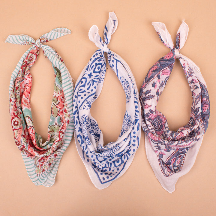 Set of 3 – Vintage Cotton Bandanas | Boho Head Scarf &amp; Hair Wrap
