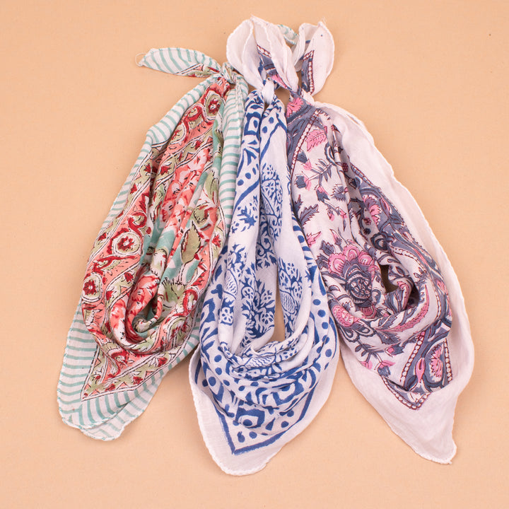 Set of 3 – Vintage Cotton Bandanas | Boho Head Scarf &amp; Hair Wrap