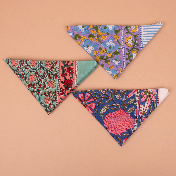 Set of 3 – Designer Cotton Bandanas | Hair Scarf &amp; Neck Wrap