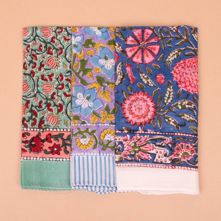 Set of 3 – Designer Cotton Bandanas | Hair Scarf &amp; Neck Wrap