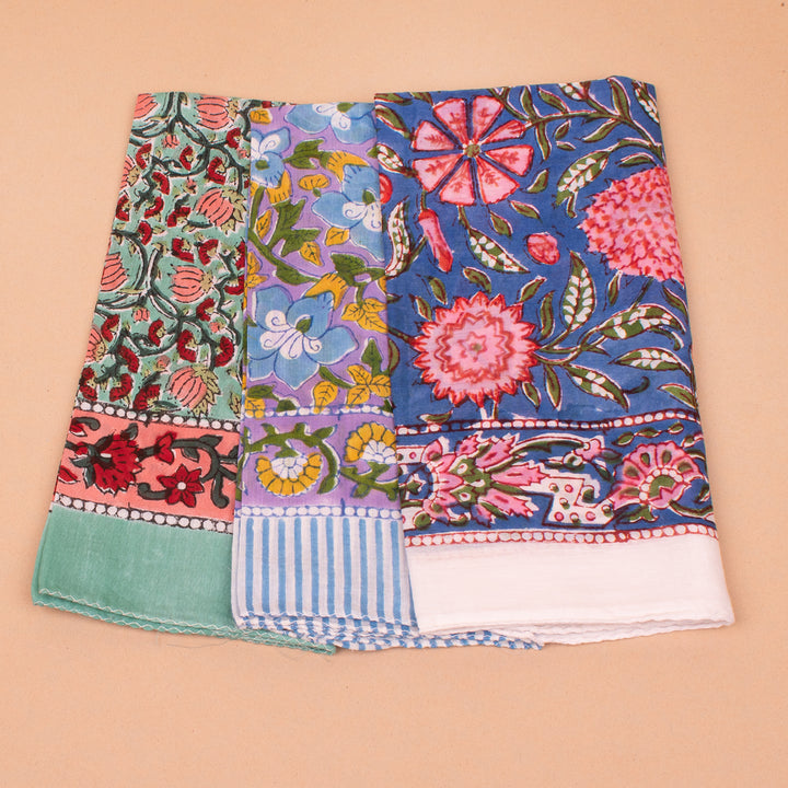 Set of 3 – Designer Cotton Bandanas | Hair Scarf &amp; Neck Wrap