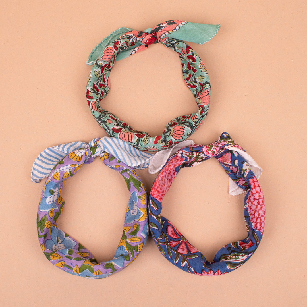 Set of 3 – Designer Cotton Bandanas | Hair Scarf &amp; Neck Wrap