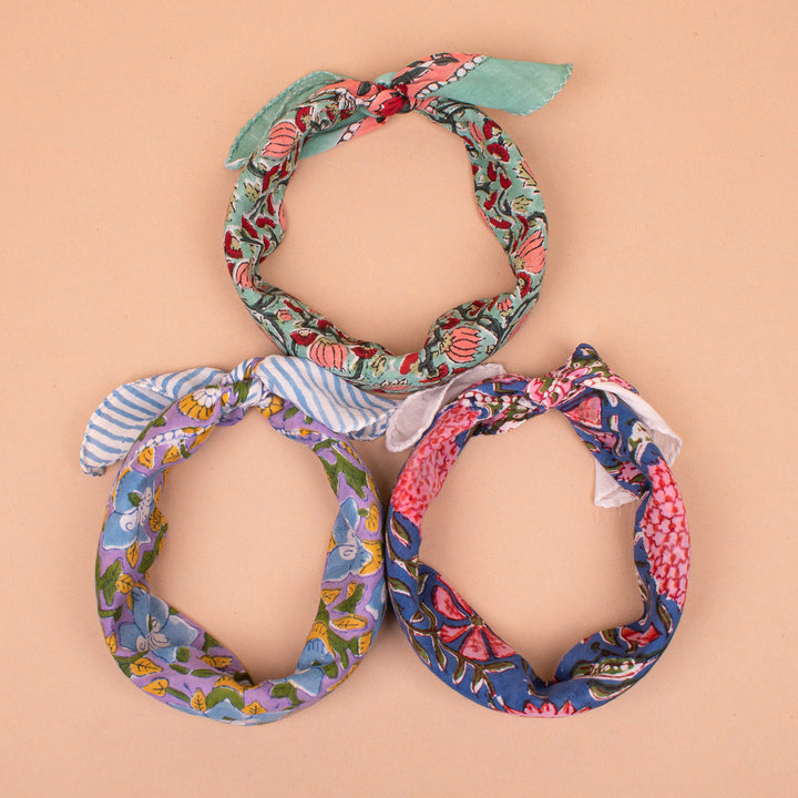 Set of 3 – Designer Cotton Bandanas | Hair Scarf &amp; Neck Wrap