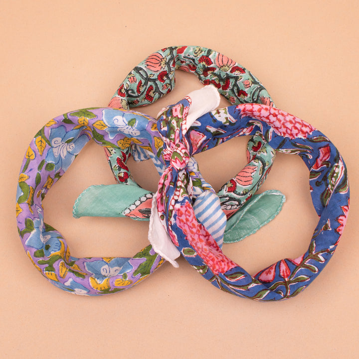 Set of 3 – Designer Cotton Bandanas | Hair Scarf &amp; Neck Wrap