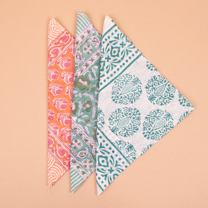 Set of 3 – Soft Cotton Bandanas | Printed Head Scarf &amp; Hair Wrap