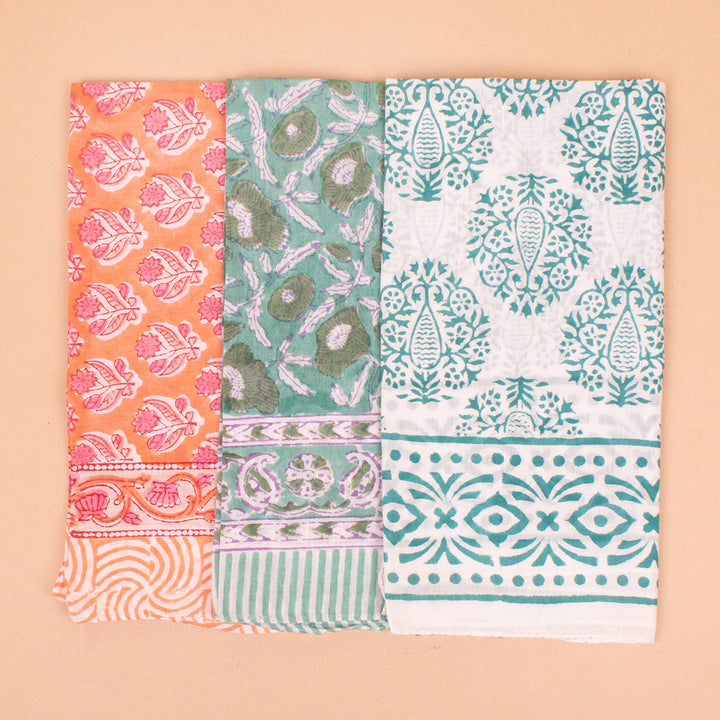 Set of 3 – Soft Cotton Bandanas | Printed Head Scarf &amp; Hair Wrap