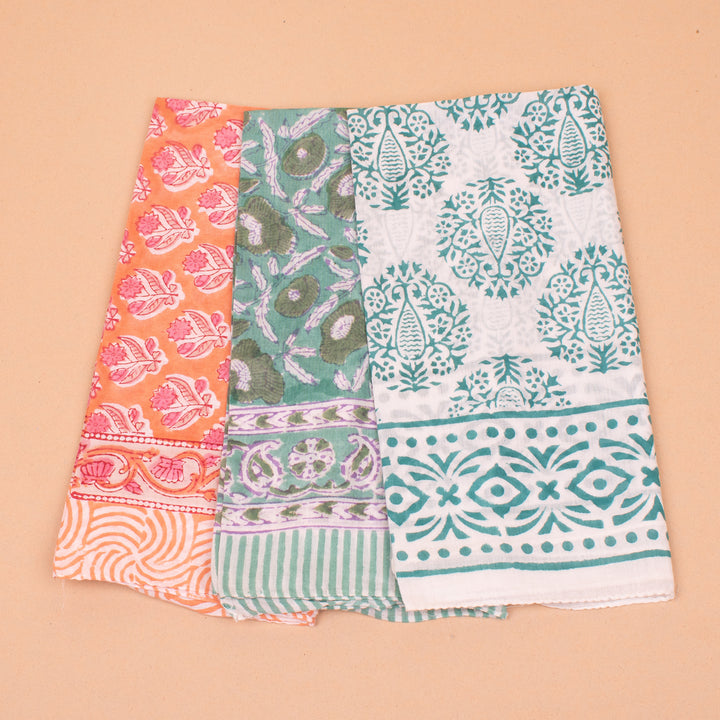 Set of 3 – Soft Cotton Bandanas | Printed Head Scarf &amp; Hair Wrap