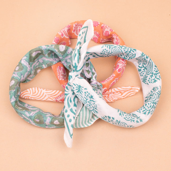 Set of 3 – Soft Cotton Bandanas | Printed Head Scarf &amp; Hair Wrap