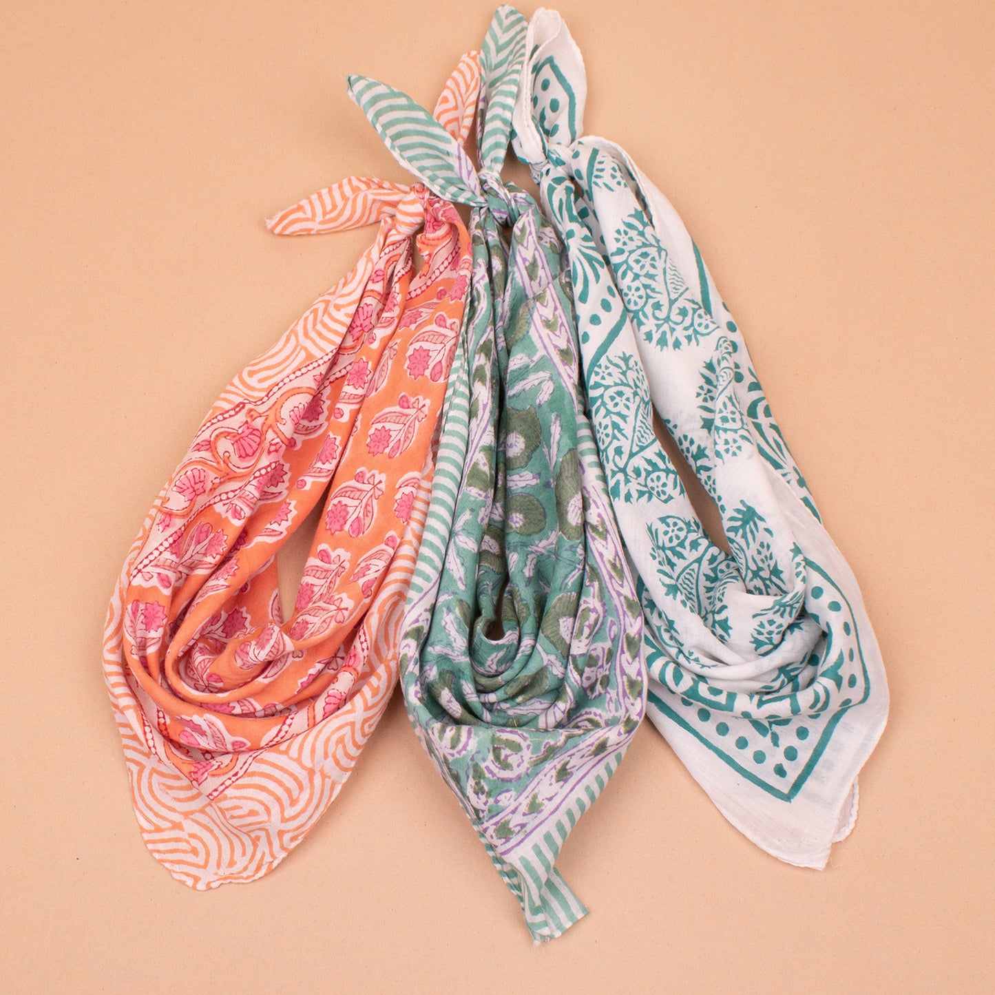 Set of 3 - Fashionable Cotton Bandana for Women | Soft Hair Scarf, Head Wrap and Neck Accessory for Styling