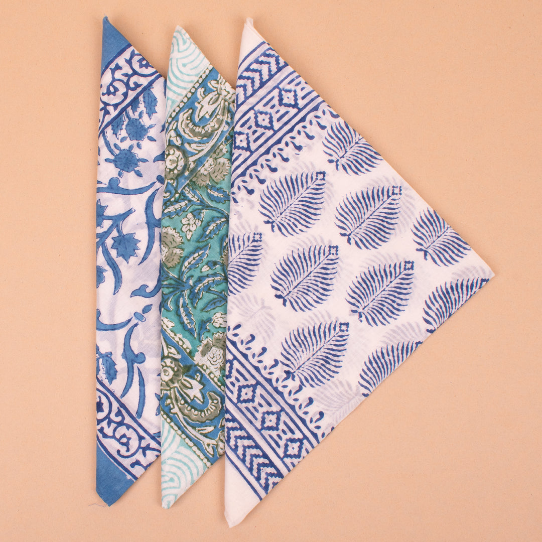 Set of 3 – Premium Cotton Bandanas | Neck Scarf &amp; Head Wrap