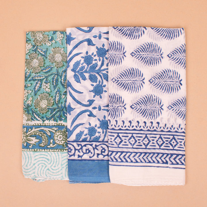 Set of 3 – Premium Cotton Bandanas | Neck Scarf &amp; Head Wrap